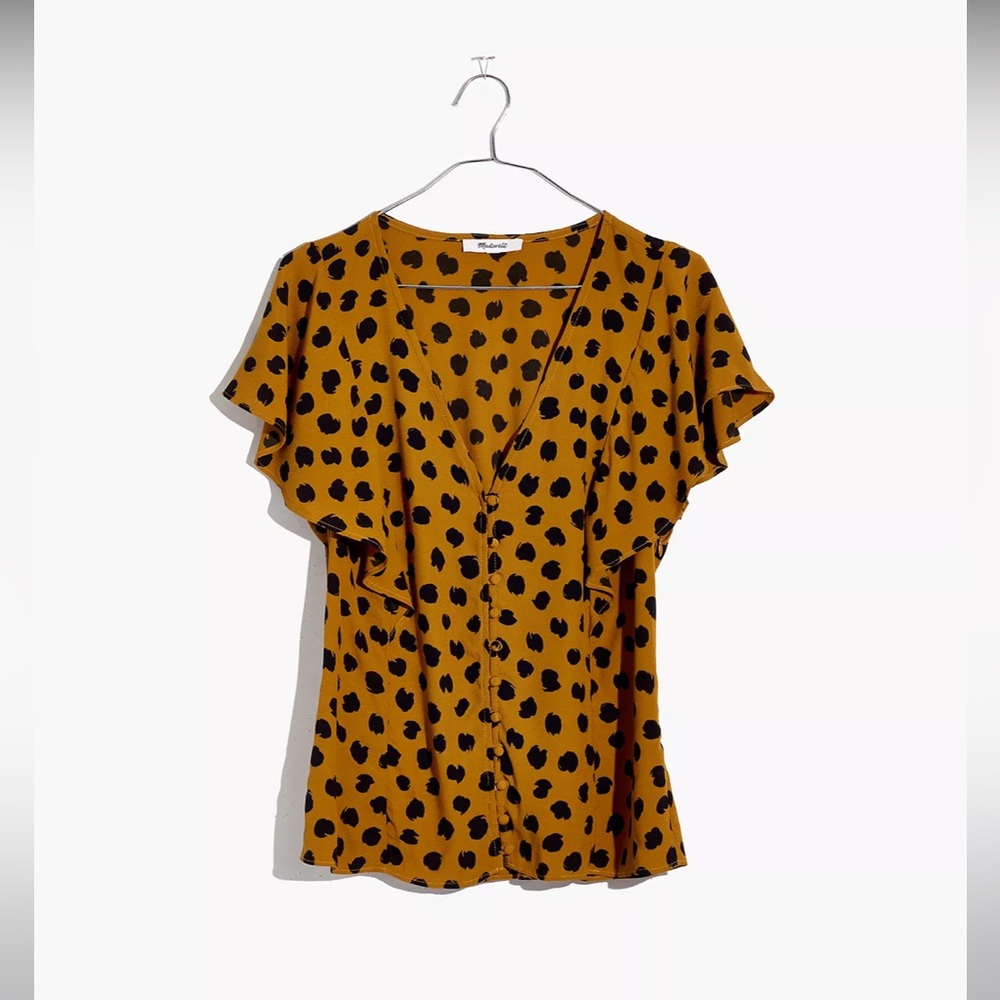 Madewell Carmelina Flutter-Sleeve Top in Painted Spots